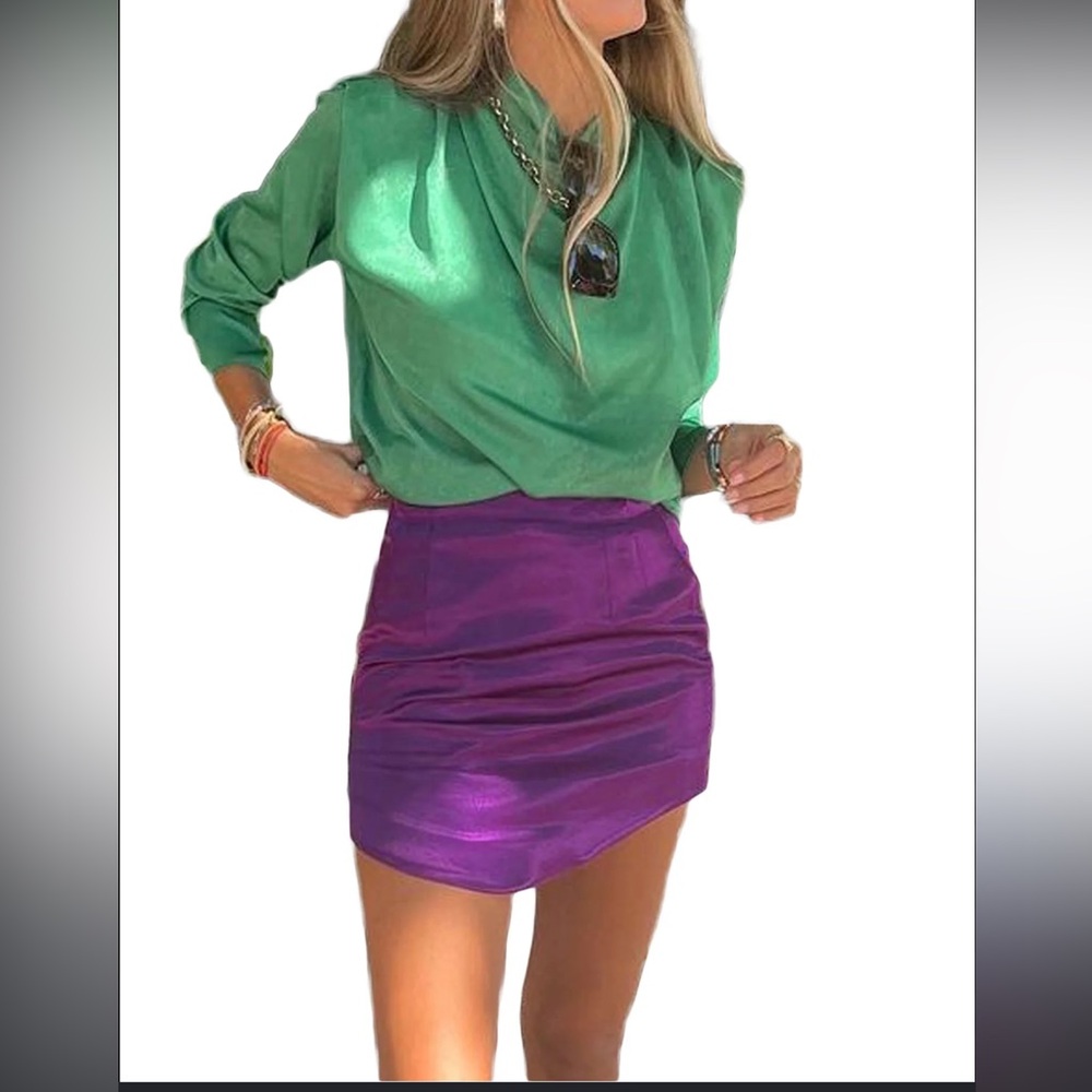 Zara Purple Satin Mini Skirt
